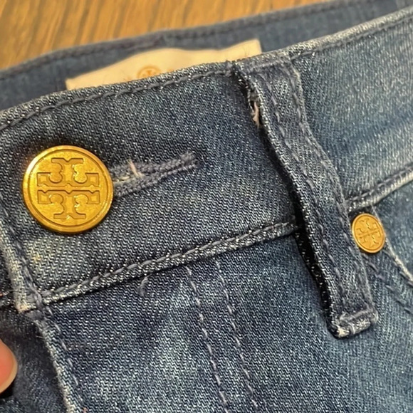 Tory Burch Mid-Rise Flare-Leg Glory Blue Stretch Denim Jeans size 26 - Picture 5 of 12